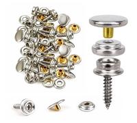 Trimming Shop 15mm Silver Screw Press Studs 3 Part Stainless Steel Snap Fasteners for Boat Cover, Marine Grade, Canvas, Fabric, Wood, DIY, Leathercrafts, 50pcs