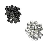 Trimming Shop 16.5mm Aluminium Blank Cover Buttons with Plastic Shank Backs Self Cover Tack Buttons for Sewing, DIY Projects, Repairing, Black, 50pcs