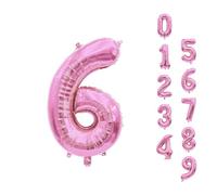 Trimming Shop 16-Inch Small Pink Number 6 Foil Balloon - Reusable Air Fillable Digit 0-9 Foil Balloons for Birthday, Wedding, Anniversary, Celebration, Party Decorations Supplies