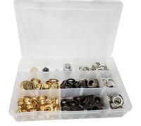 Trimming Shop 16mm Eyelet Kit with Hole Cutting Die & Setting Tool Total 150pcs Gold, Silver, Bronze Grommets with Storage Box, Compatible with Green Machine for Leathercraft & DIY Projects