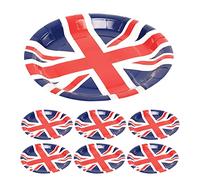 Trimming Shop 16pcs Union Jack Paper Plates, Great Britain Disposable Round Dessert Plates British Party Supplies Tableware for BBQ Pub Sporting Events Royal Theme, 23cm