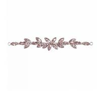 Trimming Shop 16x2.5cm Crystal Rhinestone Diamante Applique, Sew-On Bridal Motif Patch for Wedding Dresses, Belts, Headpieces, Shoes, Costume Embellishment and Fashion Accessories, Light Pink