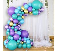 Trimming Shop 173 pcs Metallic Balloon Arch Kit, Latex Balloon Garland Kit Purple Blue Green Metallic Gold Balloons & Balloon Strip for Birthdays, Baby Shower, Engagements, Weddings, Party Backdrop