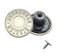 Trimming Shop 17mm Brass Replacement Jeans Button Fastener with Back Pin Hand Pressed Studs for Denim, Jackets, Clothing Repairing, Silver, 10pcs