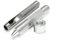 Trimming Shop 17mm Hollow Hole Punch 3pcs Hand Tool Set, Setter Base, Punch, and Eyelet Grommet Fixing Tool Durable Craft Essential for DIY Leathercraft, Handbag, Shoes, Clothing Repair, Scrapbooking