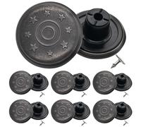 Trimming Shop 17mm Jean Buttons with Aluminium Back Pins Replacement Tack Button Fasteners for Trouser, Skirt, Denim Jackets, Gunmetal with 8 Stars, 8pcs
