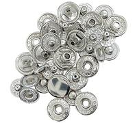 Trimming Shop 17mm S Spring Press Studs 4 Part, Durable and Lightweight, Metal Snap Buttons Fasteners for Jackets, DIY Leathercrafts, Sewing Clothing, Purses, Silver, 10pcs