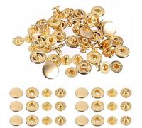 Trimming Shop 17mm S Spring Press Studs 4 Part No-Sew Metal Snaps Buttons Durable & Lightweight Fasteners for Leathercrafts, Repair Clothing, Handbag, Gold, 20pcs