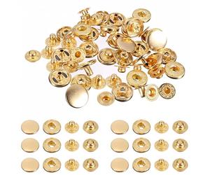 Trimming Shop 17mm S Spring Press Studs 4 Part No-Sew Metal Snaps Buttons Durable & Lightweight Fasteners for Leathercrafts, Repair Clothing, Handbag, Gold, 20pcs