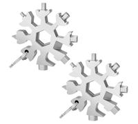 Trimming Shop 18 in 1 Silver Snowflake Multi-Tool with Keychain - Flat and Phillips Screwdriver, Allen Wrench, Bottle Opener, Key Hole - Travel Camp Adventure Gadget Gift Tool for Men (2pcs)