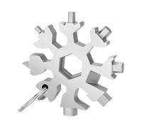 Trimming Shop 18 in 1 Silver Snowflake Multi-Tool with Keychain - Flat and Phillips Screwdriver, Allen Wrench, Bottle Opener, Key Hole - Travel Camp Adventure Gadget Gift Tool for Men