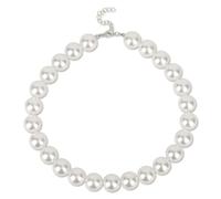 Trimming Shop 18mm White Large Faux Pearl Necklace - Elegant 1920s Vintage Great Gatsby 45cm Necklace, Loose Choker, Imitation Pearl Jewellery for Women