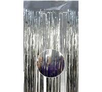 Trimming Shop 1M x 2M Silver Foil Fringe Curtain Backdrop, Tinsel Curtain Shiny Metallic Party Streamers for Birthday, Christmas, New Year’s Eve, Prom & Themed Party Decorations - Pack of 1