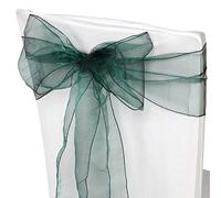 Trimming Shop 1pc 17x280cm Emerald Green Organza Sashes Wider Fuller Bow Sash Chair Cover Bows Sash for Banquet Hotel Birthday Reception Wedding Party Decoration