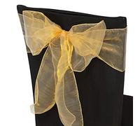 Trimming Shop 1pc 17x280cm Gold Organza Sashes Wider Fuller Bow Sash Chair Cover Bows Sash for Banquet Hotel Birthday Reception Wedding Party Decoration