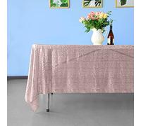 Trimming Shop 1pc Blush Pink Sequin Tablecloth 70" x 108" Rectangle Shiny Sequin Sparkly Tablecover for Parties Wedding Reception Banquets Birthday Baby Shower Festival Ceremony Dessert Tablecloth