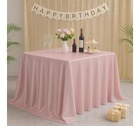 Trimming Shop 1pc Blush Pink Sequin Tablecloth 70" x 70" Square Shiny Sequin Sparkly Tablecover for Parties Wedding Reception Banquets Birthday Baby Shower Festival Ceremony Cake Dessert Tablecloth