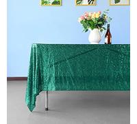 Trimming Shop 1pc Emerald Green Sequin Tablecloth 70" x 108" Rectangle Shiny Sequin Sparkly Tablecover for Parties Wedding Reception Banquets Birthday Baby Shower Festival Ceremony Dessert Tablecloth