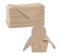 Trimming Shop 20 Inch Beige Polyester Table Napkins, 50x50cm Square, Reusable, Wrinkle-Resistant Cloth Napkins for Dinner Parties, Events, Weddings, Restaurants & Hotels, 50pcs