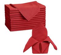 Trimming Shop - 20 x 20 Inch Reusable Polyester Christmas Dinner Napkins | Weddings Party Napkin Christmas Dining Decoration for Home, Banquet Parties, Xmas Events | Red - Pack of 8