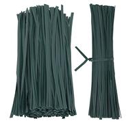 Trimming Shop 200pcs Plastic Twist Ties 15cm/6 Inch Flexible Garden Plant Ties, Plastic Coated Support Wire Reusable Multi-Functional Garden Ties for Plant Support Tree Shrub, Hunter Green