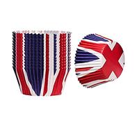 Trimming Shop 200pcs Union Jack Cupcake Cases Muffin Cups Cupcake Liners Coronation Baking Cups for King Charles III Coronation Street Party, Union Jack Party Britain Sporting Events, 8cm