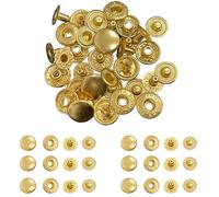 Trimming Shop 20mm S Spring Press Studs 4 Part, Durable and Lightweight, Metal Snap Buttons Fasteners for Jackets, DIY Leathercrafts, Sewing Clothing, Purses, Gold, 20pcs