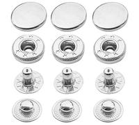Trimming Shop 20mm S Spring Press Studs 4 Part, Durable and Lightweight, Metal Snap Fasteners for DIY Leathercrafts, Jackets, Repair Clothing, Purses, Silver, 50pcs