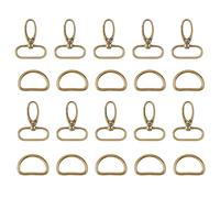 Trimming Shop 20pcs Metal Bronze Swivel Trigger Snap Hook & D Ring, 32mm | Lobster Clasp for Handbag Purses Dog Collar Backpack Lanyard DIY Craft Accessories