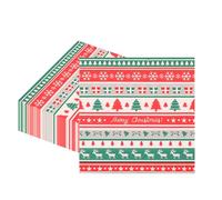 Trimming Shop 20pcs Red Christmas Paper Napkins - 2 Ply 33cm Festive Serviettes with Reindeer, Snowflakes, Trees & Merry Christmas Print for Dinner, Parties & Xmas Holiday Dining Décor