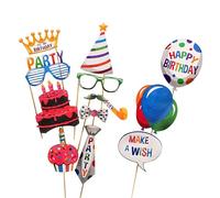 Trimming Shop 21pcs Birthday Photo Booth Props with Sticks - Colourful Funny Masks for Kids & Adults, Assorted Selfie Props Kit for Parties, Events, and Weddings Celebrations
