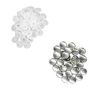 Trimming Shop 23mm Aluminium Blank Cover Buttons with Plastic Shank Backs Self Cover Tack Buttons for Sewing, DIY Projects, Repairing, White, 50pcs