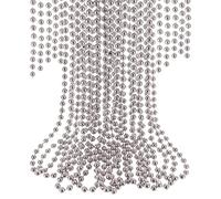 Trimming Shop 24 Feet Hanging Metallic Xmas Bead Decoration Shiny Artificial Tinsel String Pearl Chain Christmas Garland Wreath Tree Decorations DIY Art & Craft Home Party Room Gift Décor, Silver