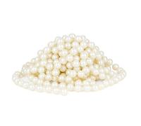 Trimming Shop 24 Feet White Metallic Christmas Bead Chain - 8mm Shiny Pearl Garland for Xmas Tree Hanging Decorations, Artificial Tinsel Beaded String for Crafts, Jewellery, and Festive Home Décor