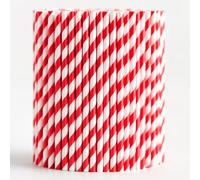 Trimming Shop 250 Pack Paper Straws Drinking for Parties Drinking Cocktail Disposable Red & White Striped Drinking Party for Birthday, Wedding Party