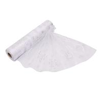 Trimming Shop 25m x 29cm Christmas Snowflake Organza Roll Snow Sheer Glitter Fabric for Xmas Tree, Christmas Wreath, Table Runner, Chair Sashes, DIY Gift Wrapping, New Year Party Decoration, White