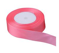 Trimming Shop 25mm Rose Pink Satin Ribbon for Gift Wrapping, 25M Double Sided Polyester Ribbon Roll for Crafting Bouquets, Cake, DIY Hair Accessories, Sewing, Making Bows, Wedding Decoration