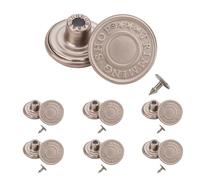 Trimming Shop 25mm Silver Jeans Stud Buttons Hammer On, Printed Rivet Fasteners for Denim Jackets, Trousers, Bags, Leather, Canvas, Tailoring, Jump Suits - 100Pcs