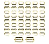 Trimming Shop 25mm Triglide Slider Buckle Metal Adjustable Durable Lightweight Slide Buckle for Webbing Straps, Backpack, Fasteners Strap, Pet Collars and Bag Accessories, Gold, 50pcs