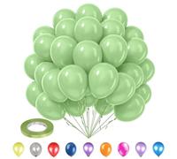 Trimming Shop 25Pcs 10” Green Party Balloons with 10m Curling Ribbon Roll, Strong Thick Helium Quality Latex Round Balloons for St. Patrick’s Day, Birthdays, Baby Showers, Weddings Decorations