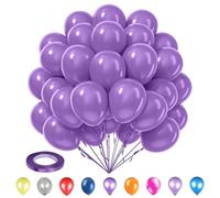 Trimming Shop 25Pcs 10” Light Purple Party Balloons with 10m Purple Curling Ribbon Roll, Strong Thick Helium Quality Latex Round Balloons for Baby Showers, Weddings, Birthdays, Easter Decorations
