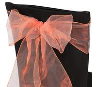 Trimming Shop 25pcs 17x280cm Coral Orange Organza Sashes Wider Fuller Bow Sash Chair Cover Bows Sash for Banquet Hotel Birthday Reception Wedding Party Decoration