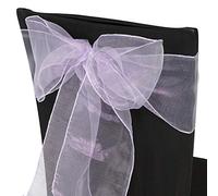 Trimming Shop 25pcs 17x280cm Light Lilac Purple Organza Sashes Wider Fuller Bow Sash Chair Cover Bows Sash for Banquet Hotel Birthday Reception Wedding Party Decoration