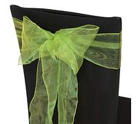 Trimming Shop 25pcs 17x280cm Sage Green Organza Sashes Wider Fuller Bow Sash Chair Cover Bows Sash for Banquet Hotel Birthday Reception Wedding Party Decoration
