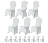 Trimming Shop 25pcs Chair Covers White Polyester Spandex Stretch Chair Cover Universal Washable Dining Chair Covers Protective Removable Slipcovers for Home Hotel Event Party Decoration