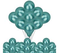 Trimming Shop 25pcs Metallic Chrome Balloons - 10 Inches Shiny Latex Helium Decorative Party Balloons for Birthday, Wedding, Engagement, Baby Shower, Christmas Decorations - Green