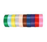 Trimming Shop 273 Yards Fabric Ribbon Silk Satin Roll, 10 Solid Colors Satin Fabric Ribbon (25mm Wide) for Gift Packaging, Making Hair Bows, Wedding, DIY Crafts, Sewing, Christmas Party Decoration