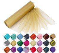 29cm x 25m Roll of Organza Sheer Fabric - Elegant Decorative Cloth for Wedding Chair Bows, Table Runners, Party Favours - Crafting Supplies for Ribbons, Dress Accents,and Bags, Gold