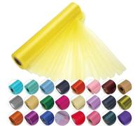 Trimming Shop 29cm x 25m Roll of Organza Sheer Fabric - Elegant Decorative Cloth for Wedding Chair Bows, Table Runners, Party Favours - Crafting Supplies for Ribbons, Dress Accents,and Bags, Yellow