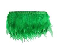 Trimming Shop 2M Rooster Hackle Feather Fringe Trim for Costumes, Hats & Crafts, Premium Quality Coque Trim, Bulk Feather for Fashion Decoration & Creative Projects (Green)